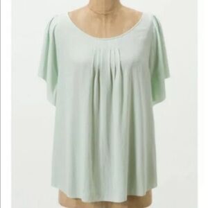 Anthropologie Postmark Sz 8 Hilma Blouse Top Mint Green Flutter Sleeve